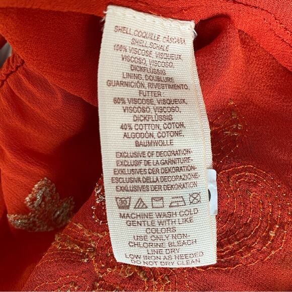 Free People Ooh La La Sequin Embroidered Blouse Orange Gold size small - Picture 10 of 10